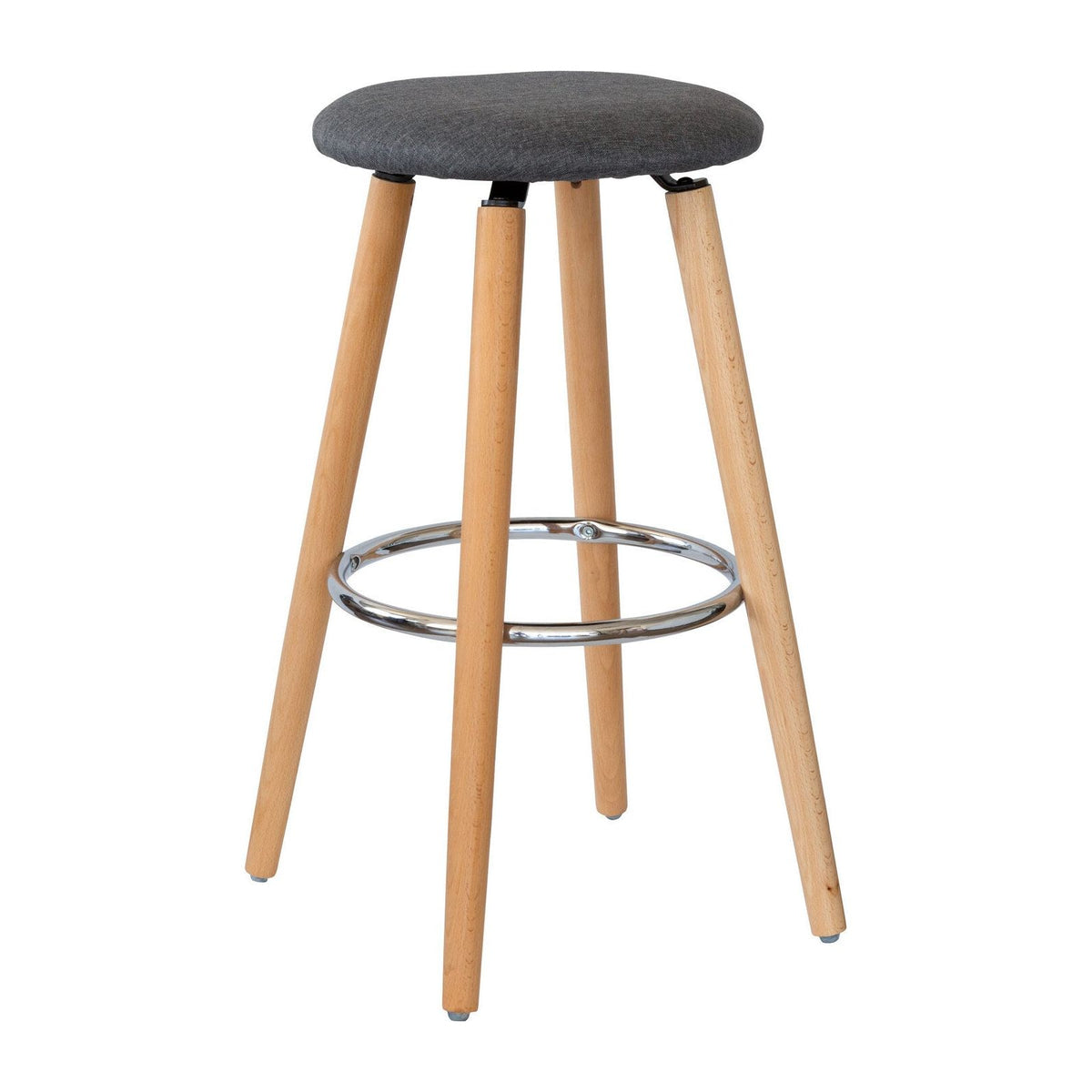 2 Cotton/Steel Modern Padded Barstools (Grey/Wood)