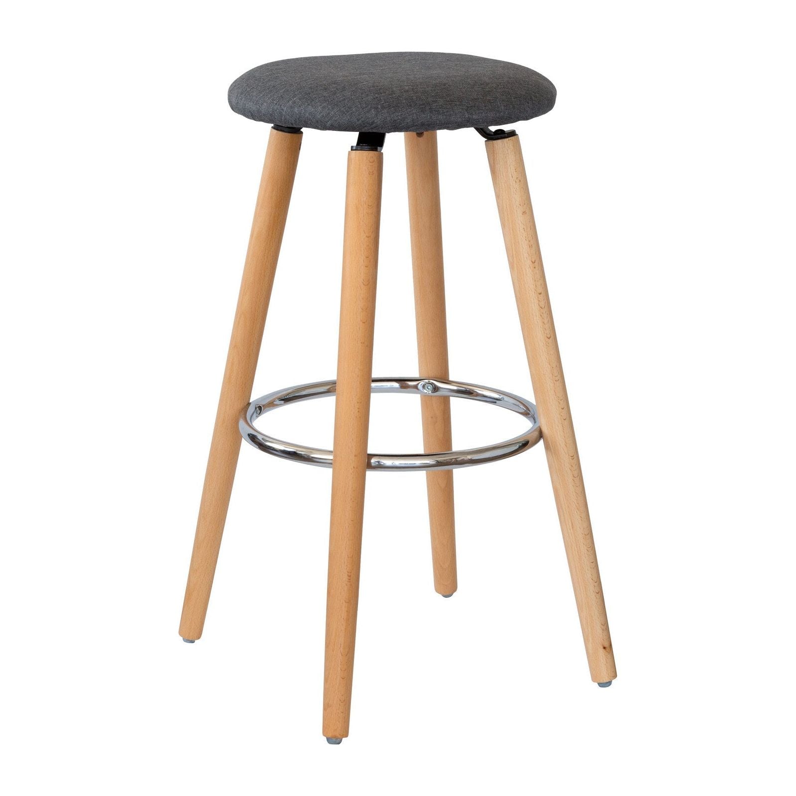 2 Cotton/Steel Modern Padded Barstools (Grey/Wood)