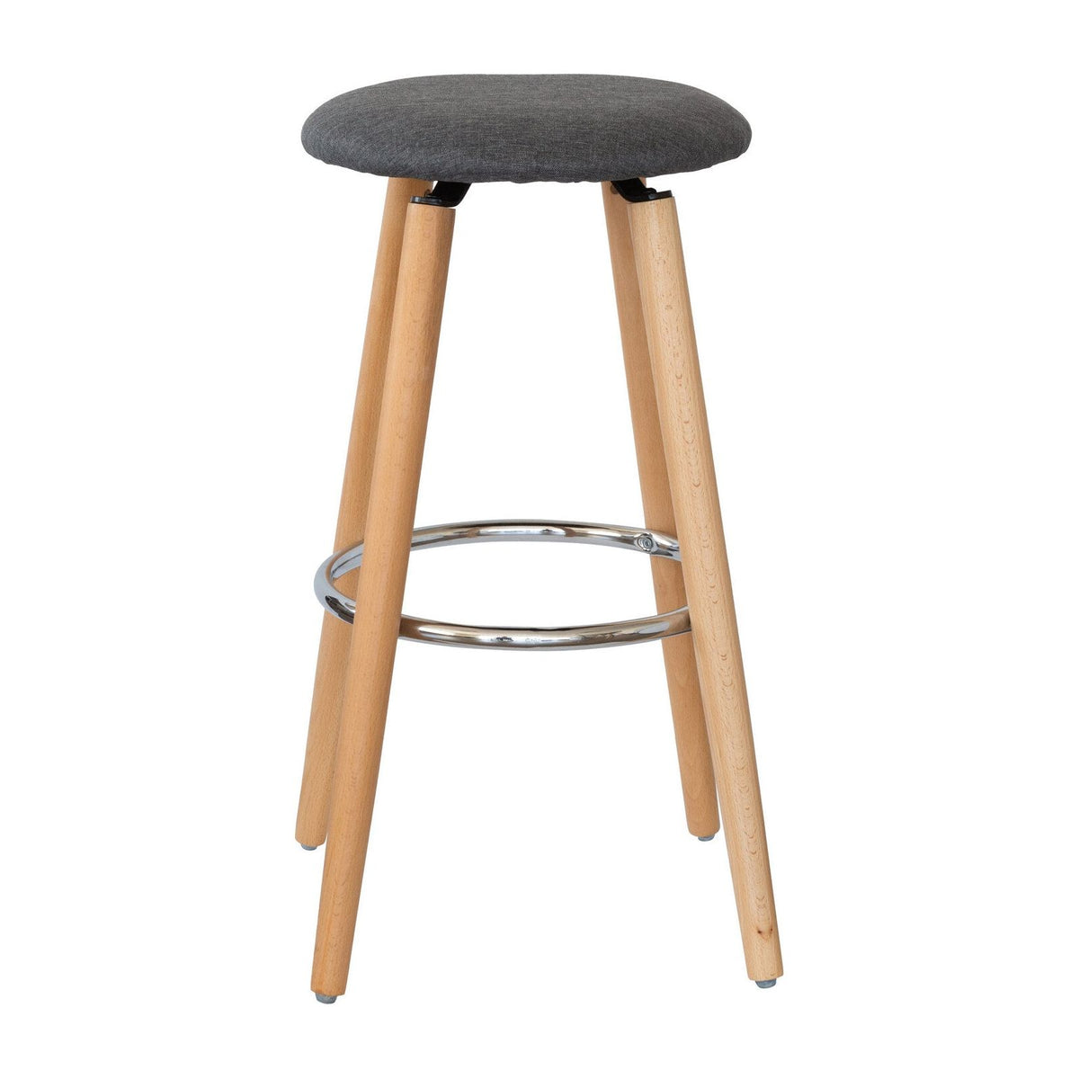 2 Cotton/Steel Modern Padded Barstools (Grey/Wood)