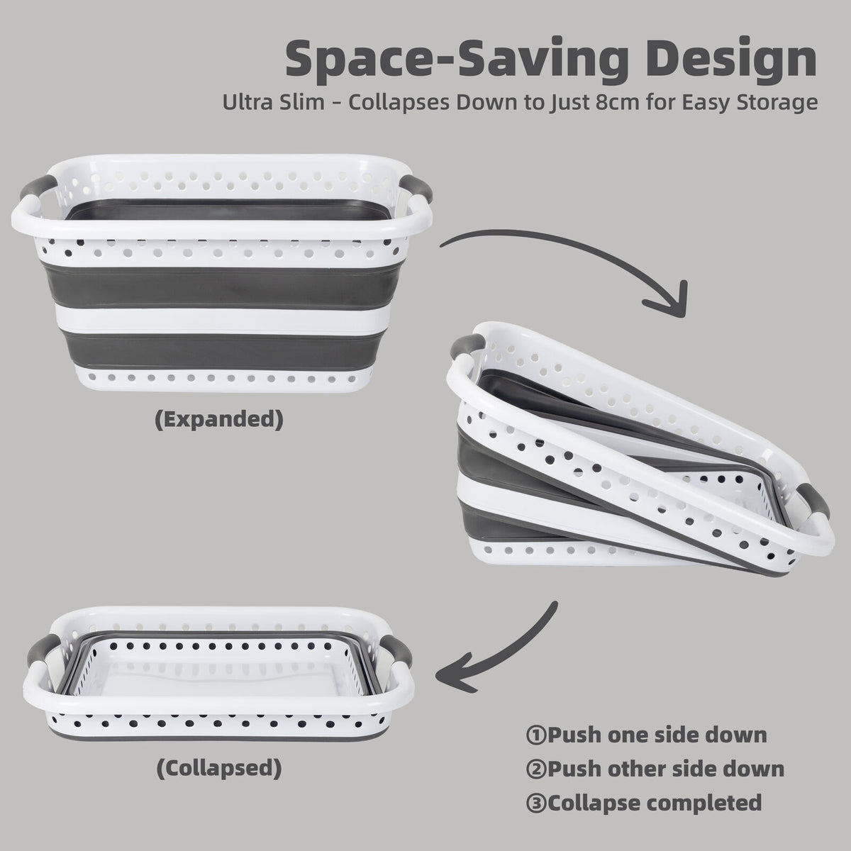 45L Space-Saving  Laundry Basket – Collapsible Hamper for Dorms, RVs, Homes & Garages