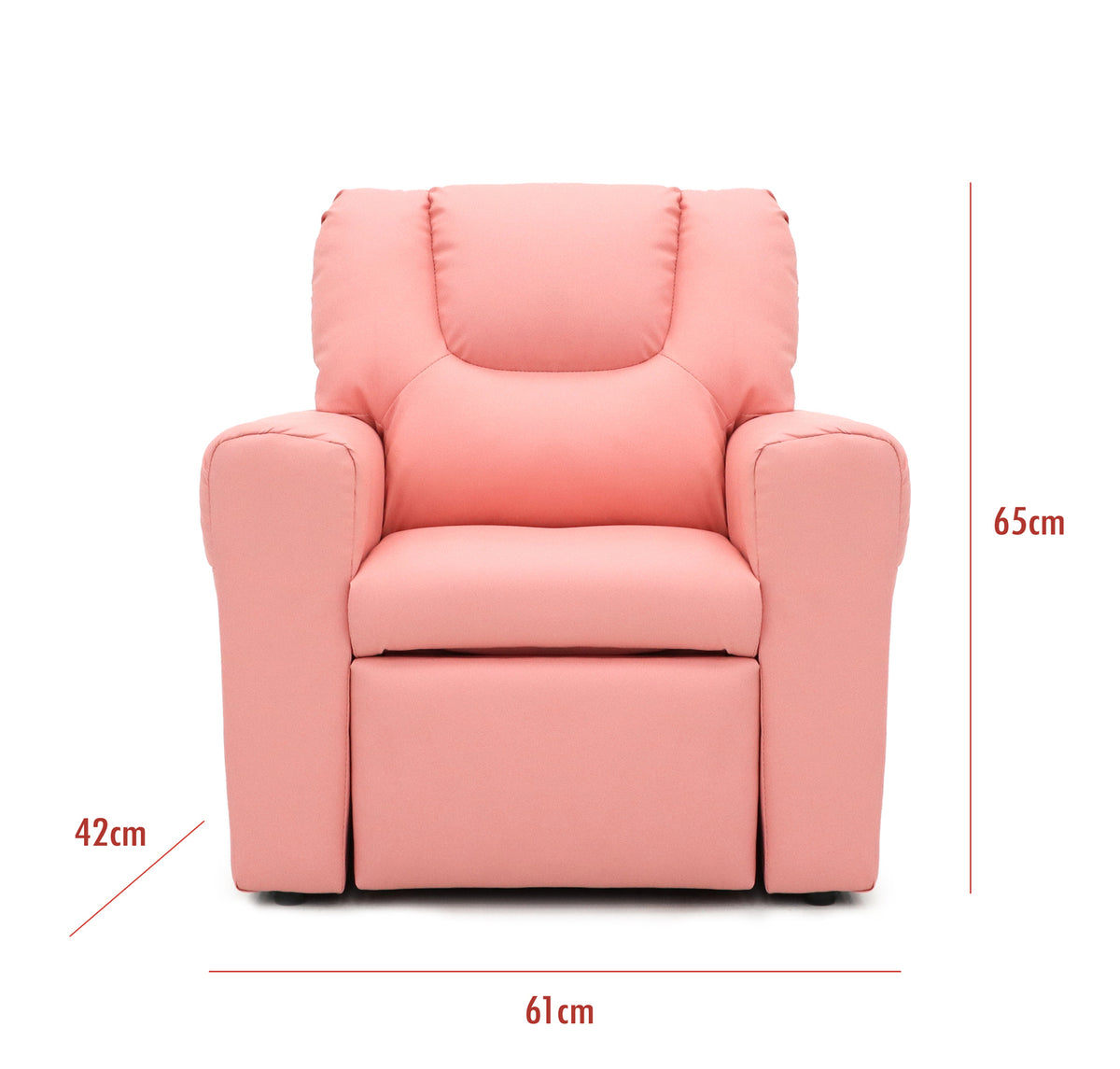 Kids Pink Recliner Chair w/ Footrest & Cup Holder