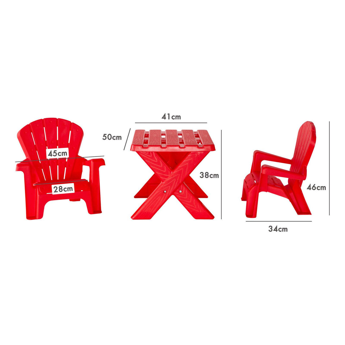 Kids Durable Table and Two Child-sized Chairs Set - Red