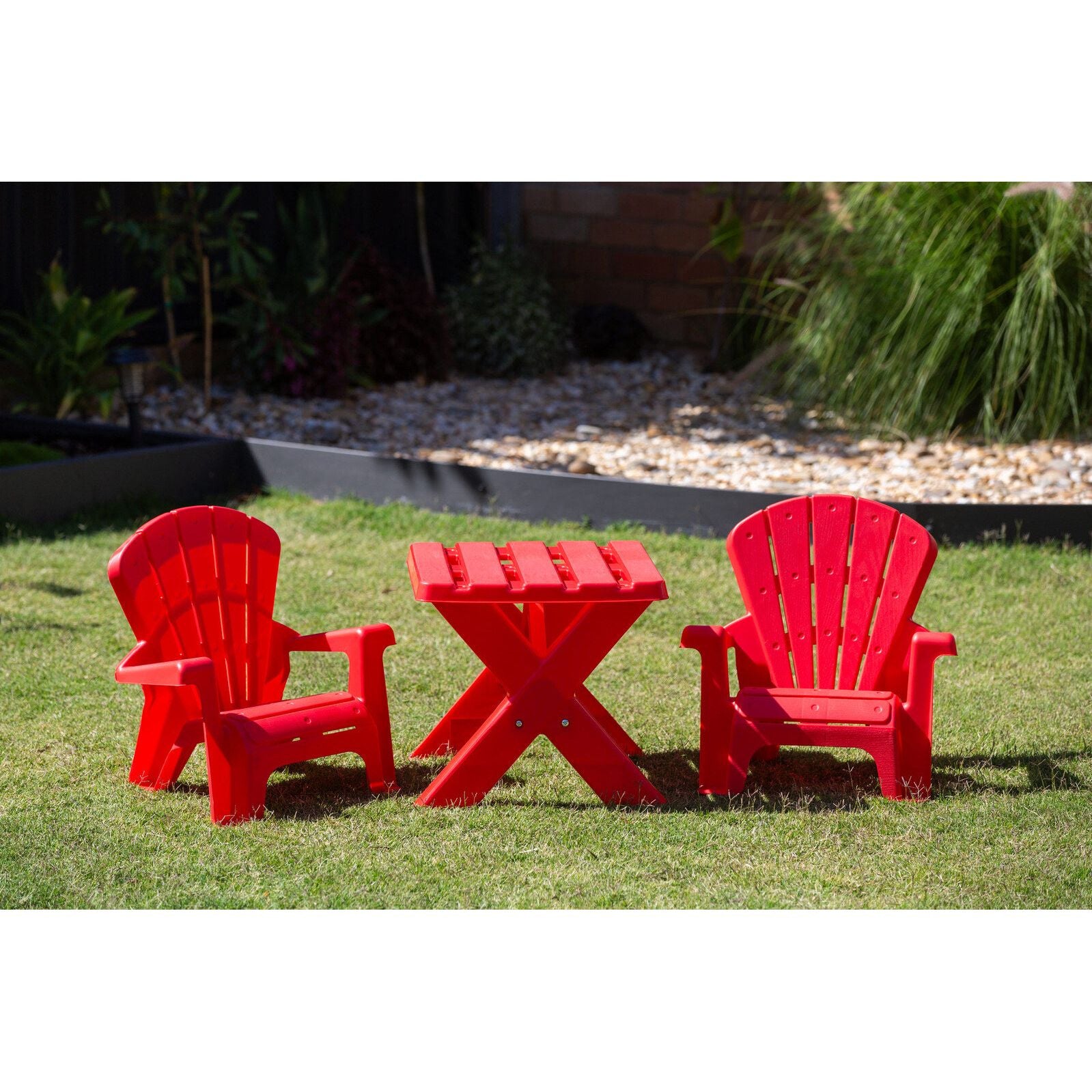 Kids Durable Table and Two Child-sized Chairs Set - Red