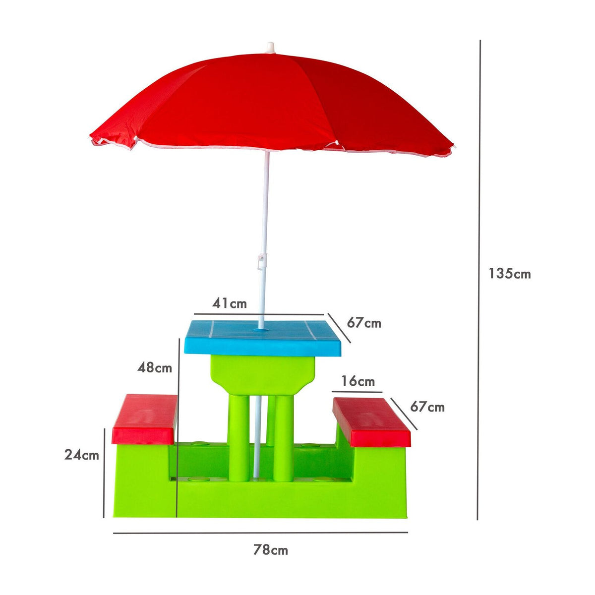 Durable Kids Picnic Table Set with Umbrella