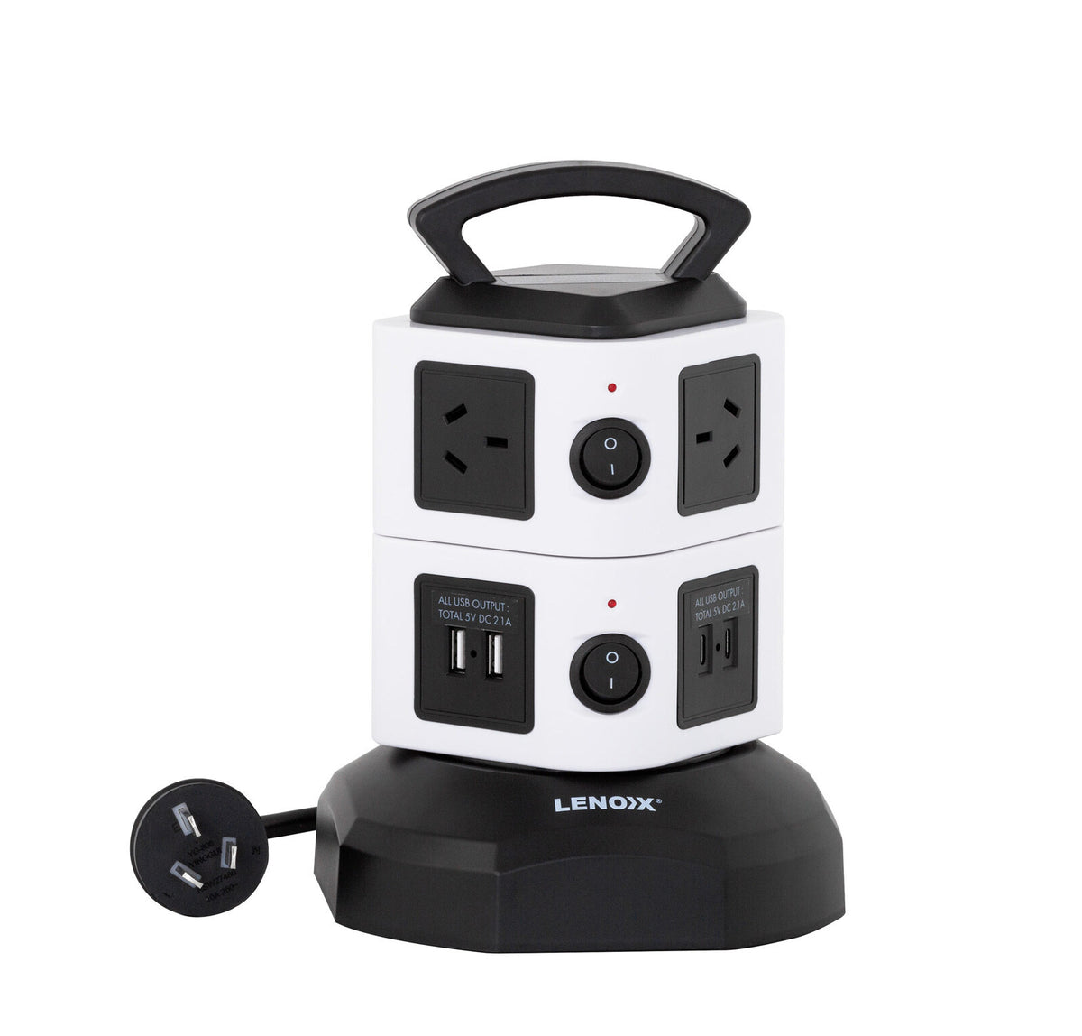 Tower Power Board with 6 Outlets + 2X USB A &amp; 2X USB C