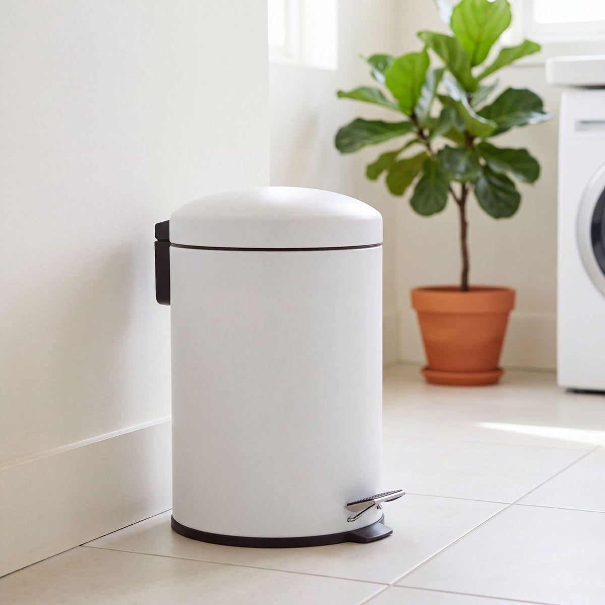 6L Compact Pedal Bin with Stainless Steel and Plastic Construction
