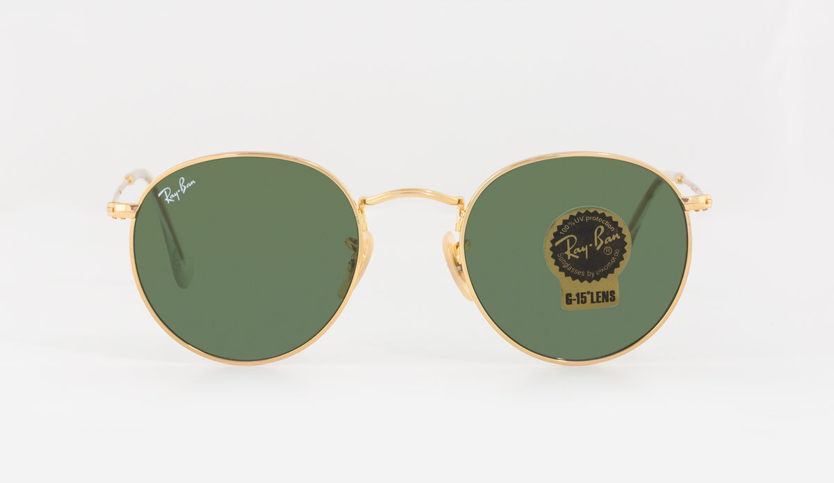 Classic Round Metal Sunglasses in Gold and Green