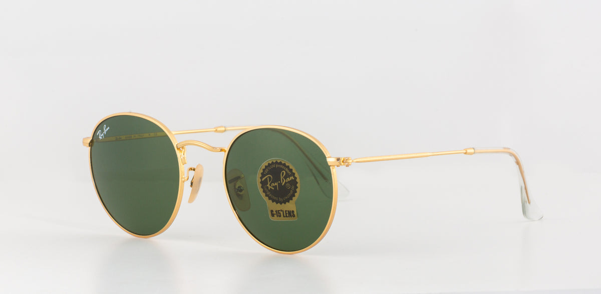 Classic Round Metal Sunglasses in Gold and Green