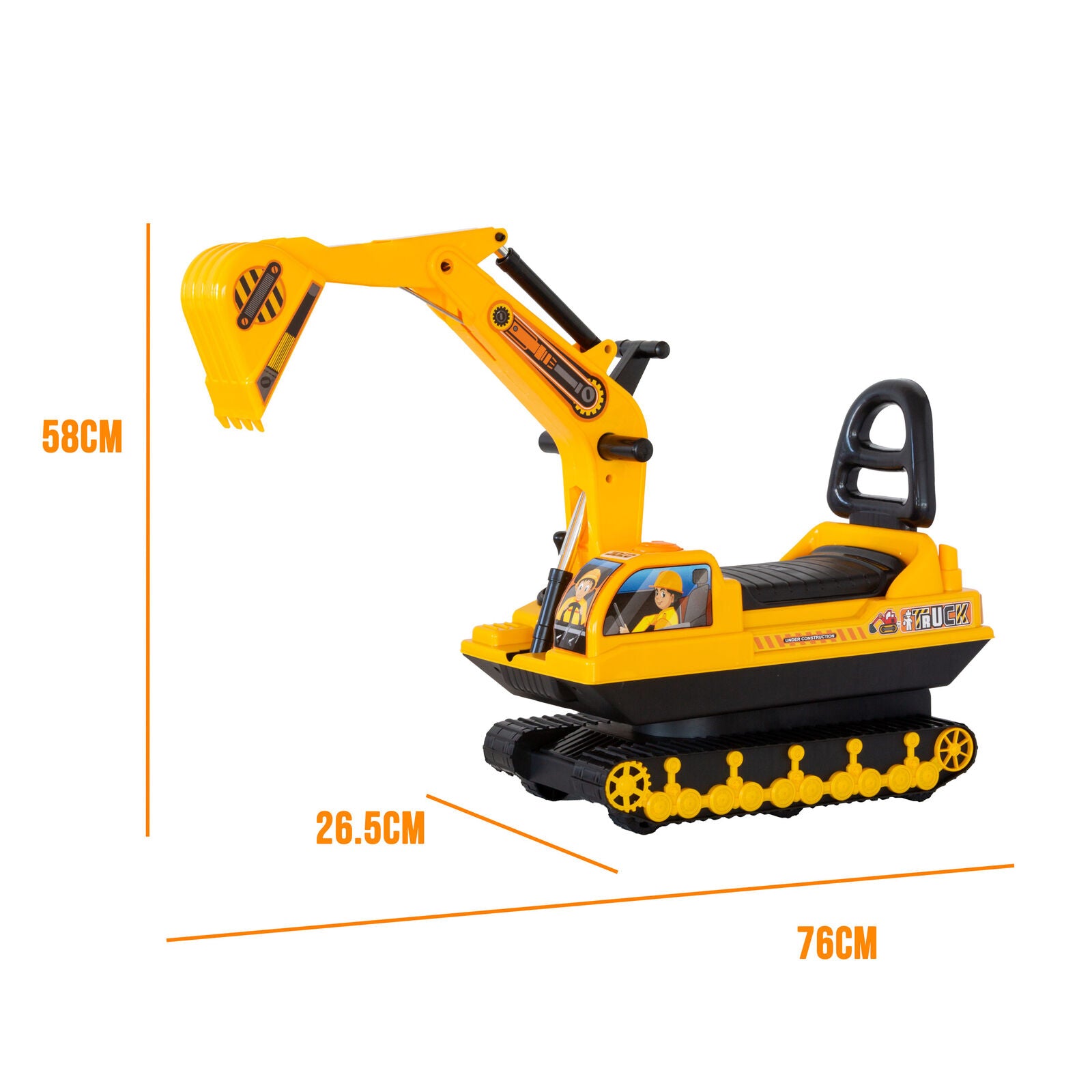 Ride-on Children's Excavator w/ Sturdy Track and Dual Operation Levers to Scoop