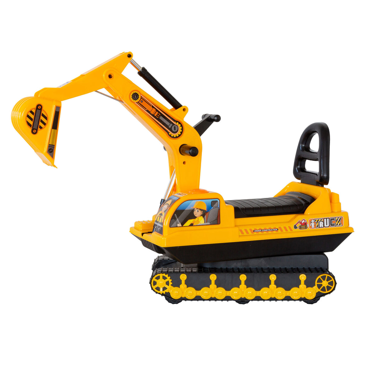 Ride-on Children's Excavator w/ Sturdy Track and Dual Operation Levers to Scoop