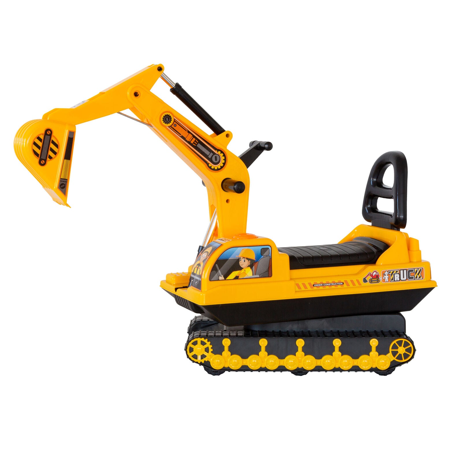 Ride-on Children's Excavator w/ Sturdy Track and Dual Operation Levers to Scoop