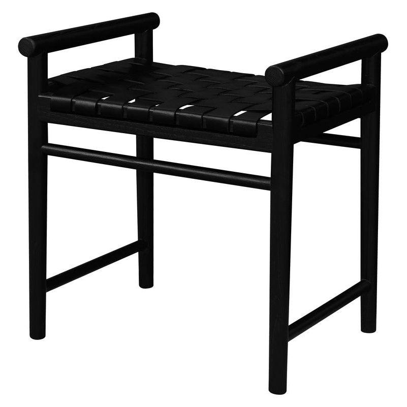 Elliot Single Seater Bench with Genuine Leather (Black)