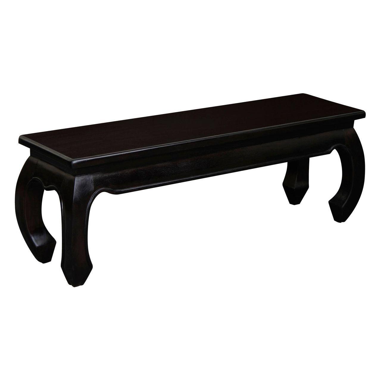 Dynasty Solid Mahogany Timber Opium Leg Bench 128 x 35 (Chocolate)