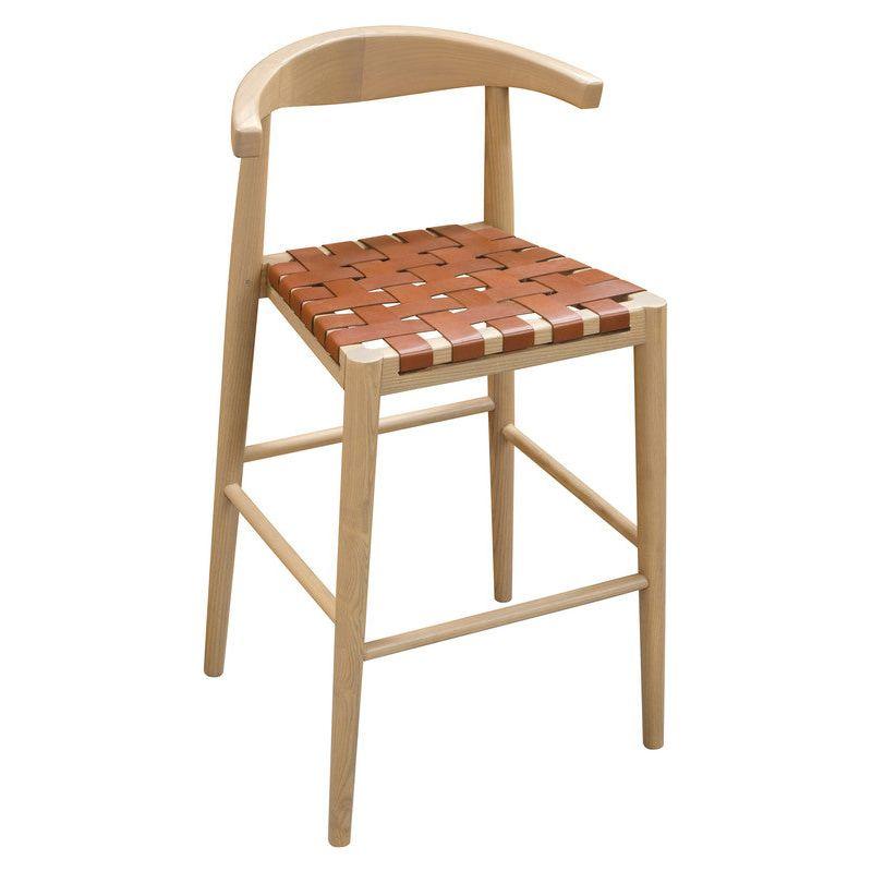 Elliot Genuine Leather Barstool - Set of 2 (Natural)
