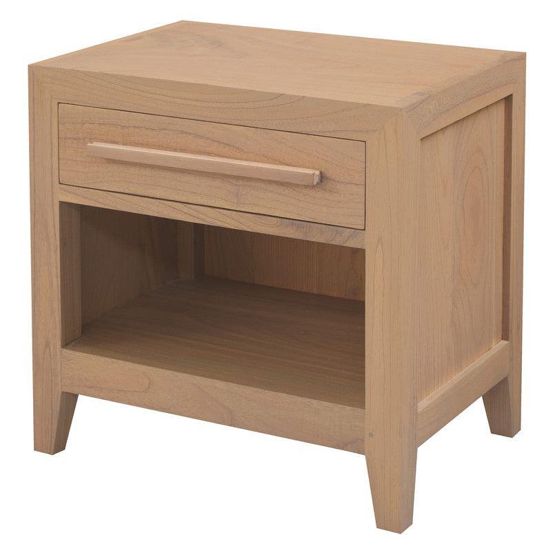 Dion 1-Drawer Solid Mindi Bedside Table (Natural)