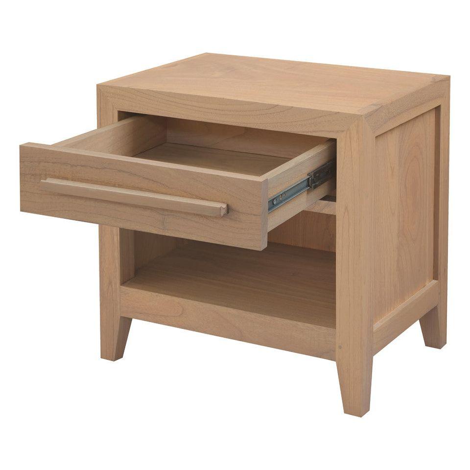Dion 1-Drawer Solid Mindi Bedside Table (Natural)