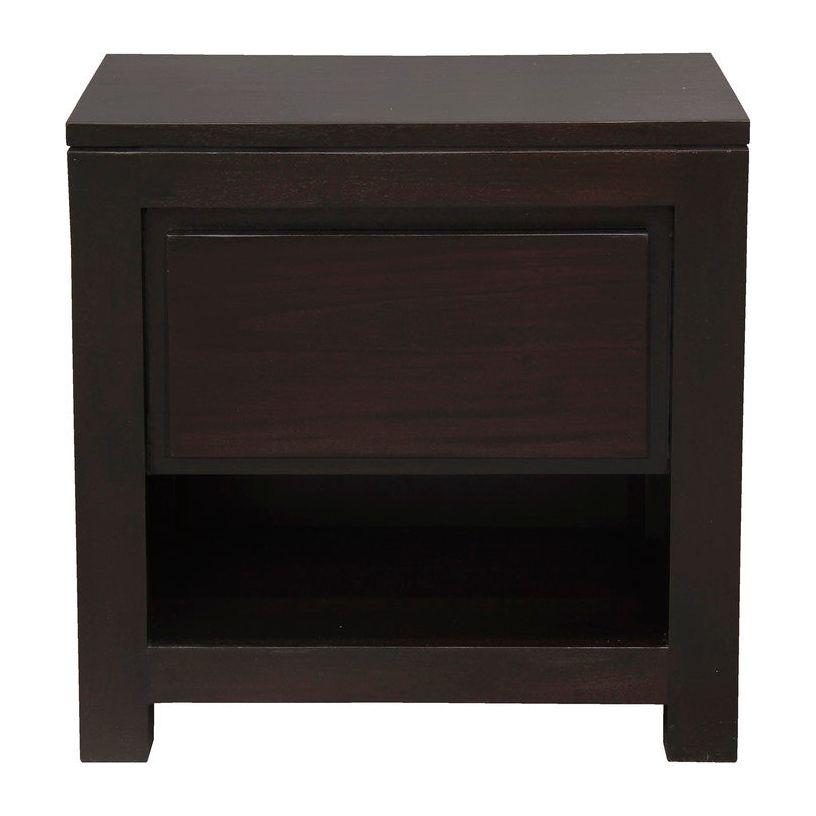 Amsterdam Solid Mahogany Timber 1 Drawer Bedside Table (Chocolate)