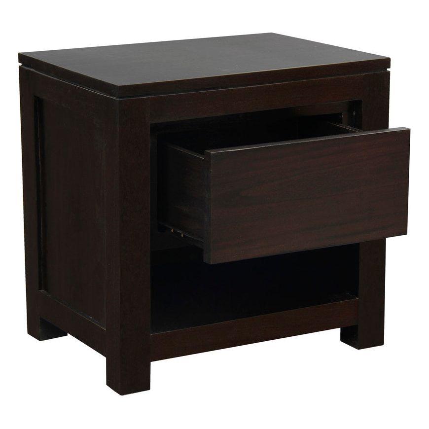 Amsterdam Solid Mahogany Timber 1 Drawer Bedside Table (Chocolate)