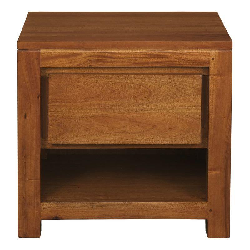 Amsterdam Solid Mahogany Timber 1 Drawer Bedside Table (Light Pecan)