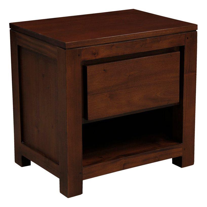 Amsterdam Solid Mahogany Timber 1 Drawer Bedside Table (Mahogany)