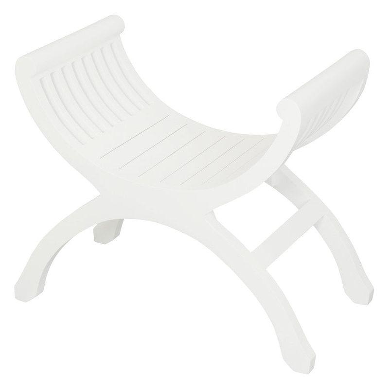 Maeve Solid Mahogany Single Seater Stool (White)