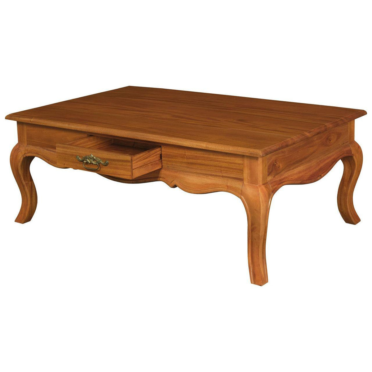 French Provincial 2 Drawer Coffee Table - Light Pecan