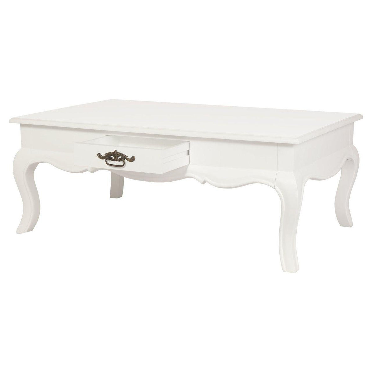 French Provincial 2 Drawer Coffee Table - White