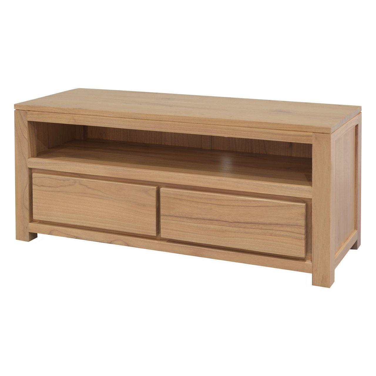 Amsterdam 2 Drawer Solid White Cedar Wood Entertainment Unit (Natural)