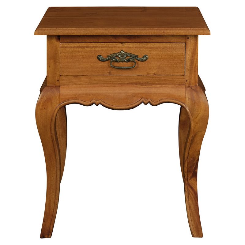 French Provincial 1 Drawer Lamp Table (Light Pecan)