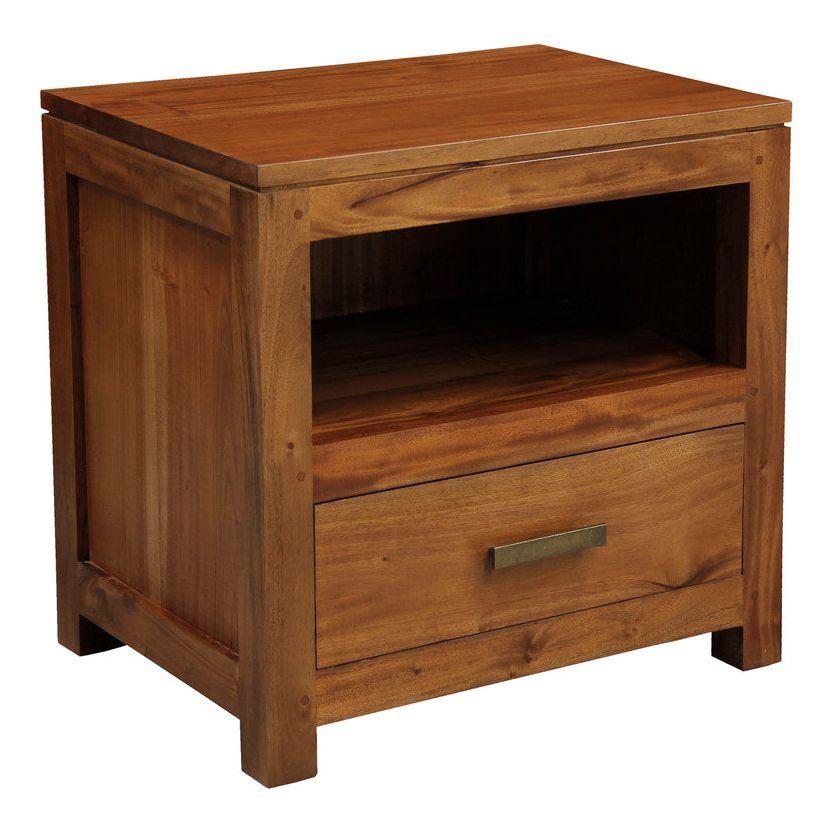 Paris 1 Drawer Solid Mahogany Timber Lamp Table (Light Pecan)