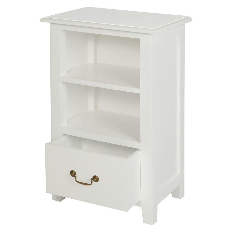 Tasmania 1 Drawer Solid Mahogany Timber Lamp Table (White)