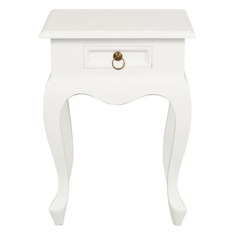 Queen Anne 1 Drawer Lamp Table (White)
