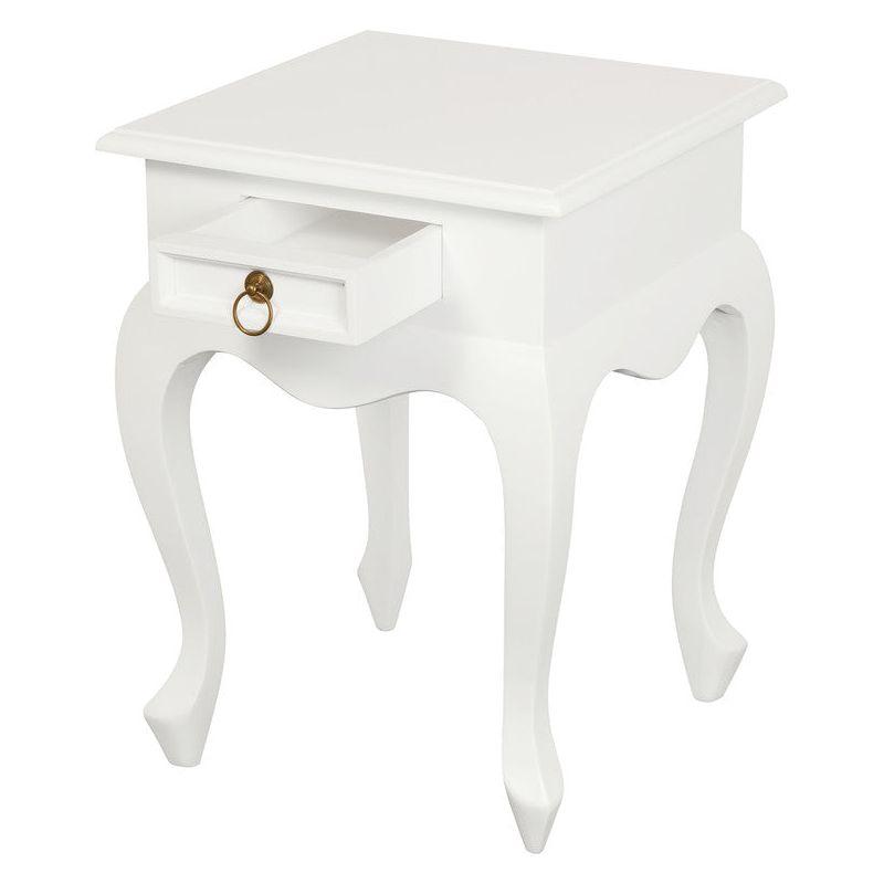 Queen Anne 1 Drawer Lamp Table (White)