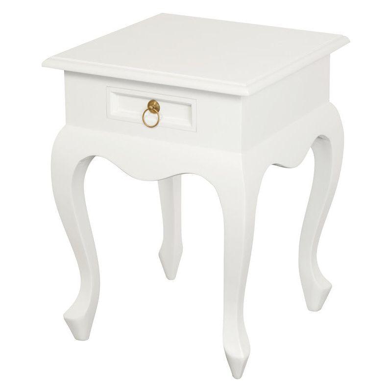 Queen Anne 1 Drawer Lamp Table (White)