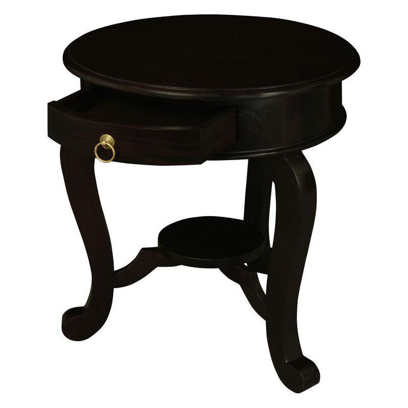 Round Cabriole Leg 1 Drawer Lamp Table (Chocolate)