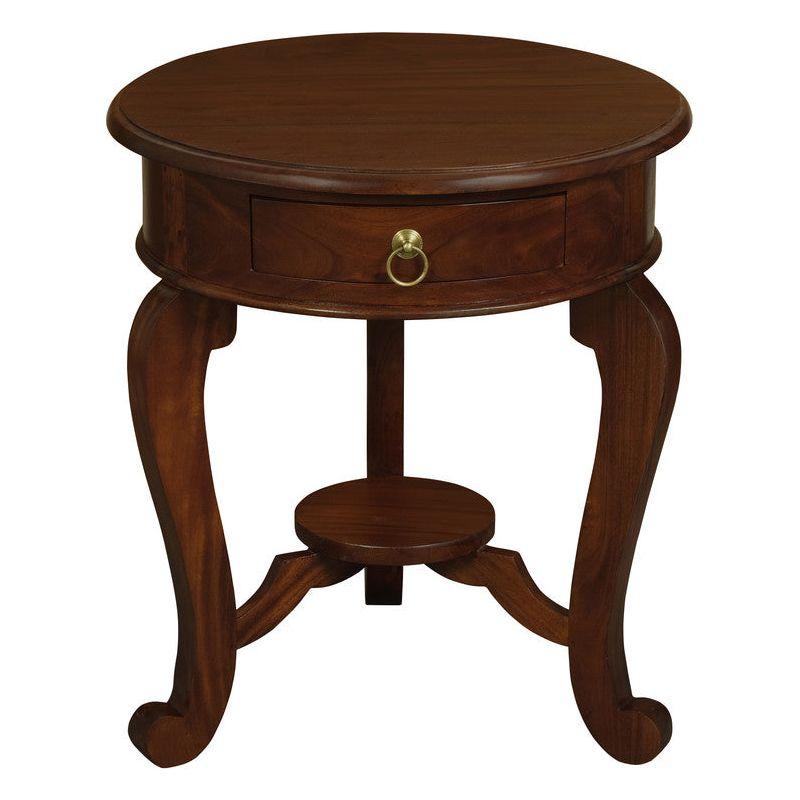 Round Cabriole Leg 1 Drawer Lamp Table (Mahogany)
