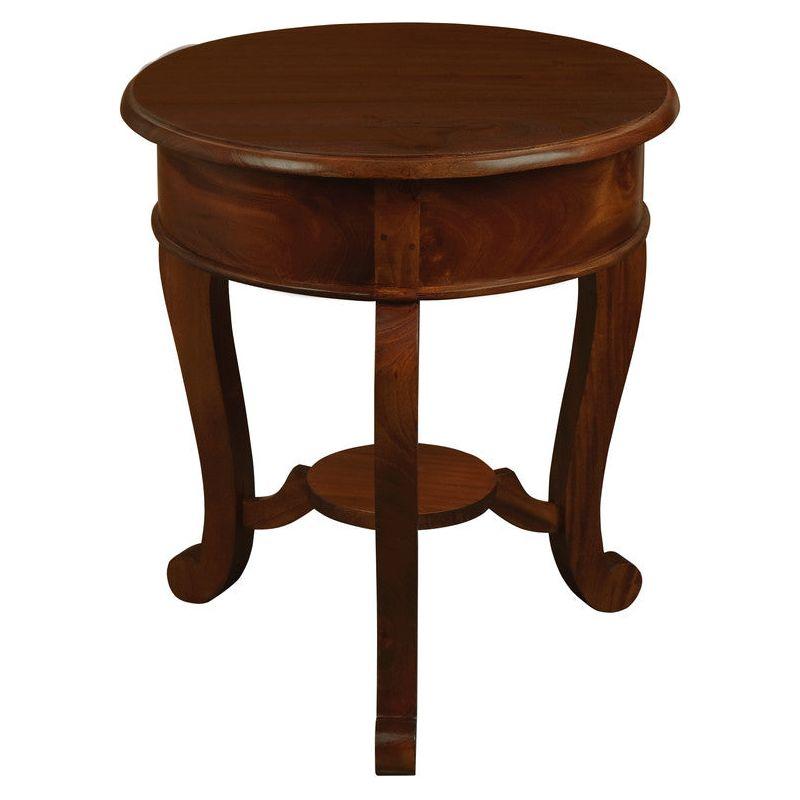Round Cabriole Leg 1 Drawer Lamp Table (Mahogany)