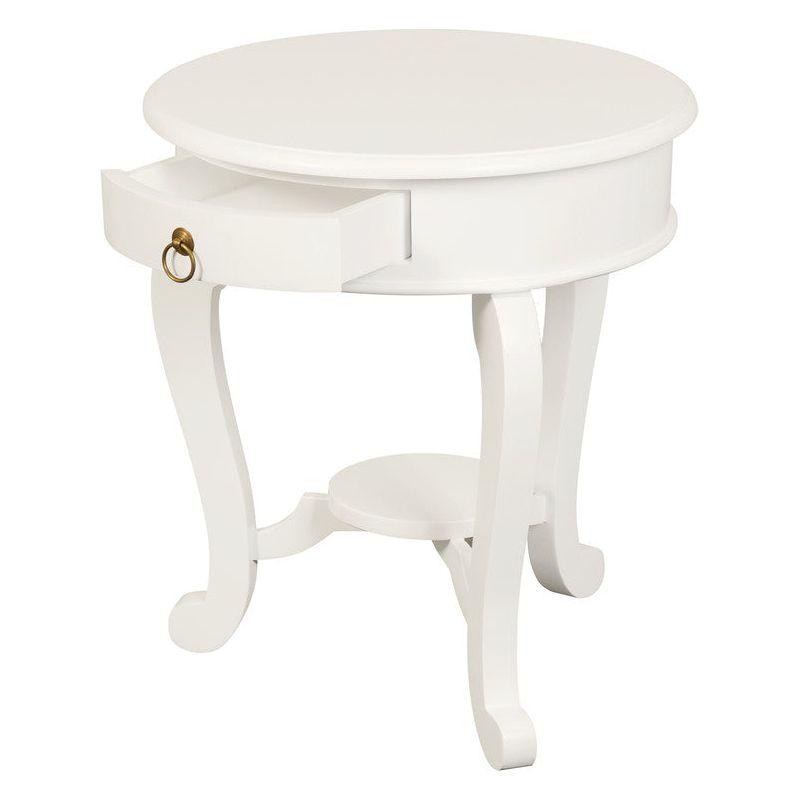Round Cabriole Leg 1 Drawer Lamp Table (White)