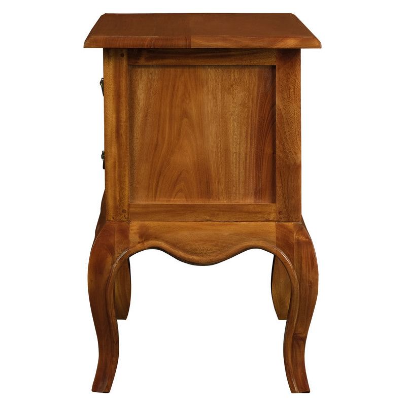 French Provincial 2 Drawer Side Table (Light Pecan)