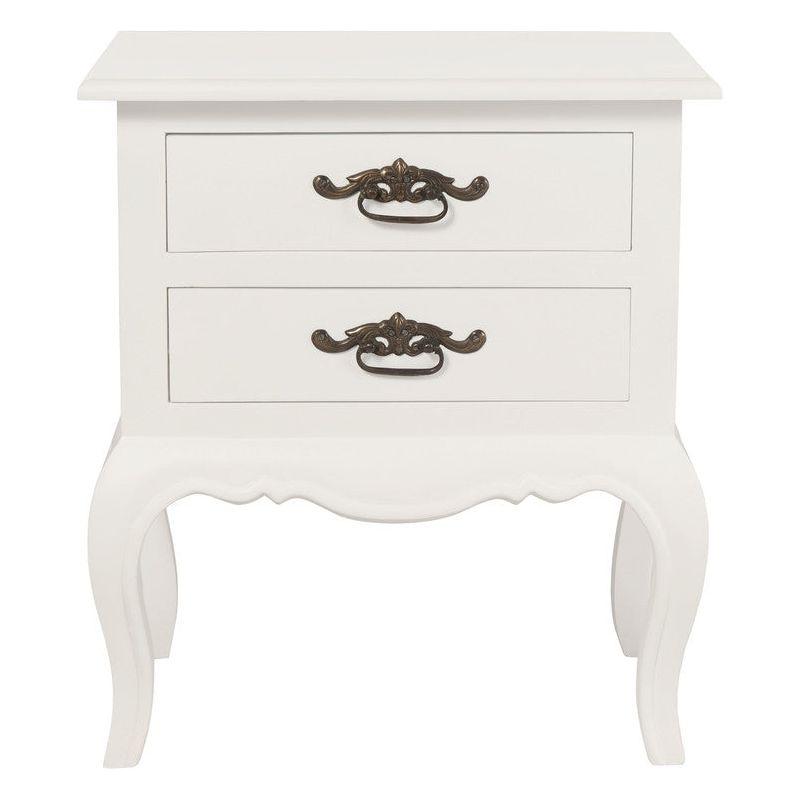 French Provincial 2 Drawer Side Table (White)