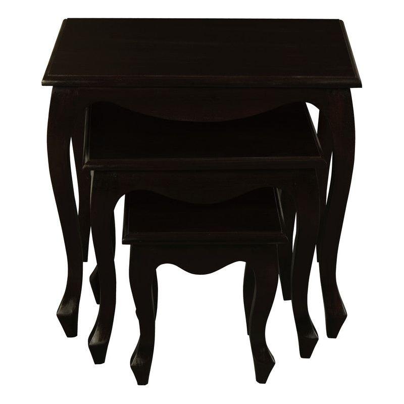 Queen Ann Nest of Table Set of 3 (Chocolate)