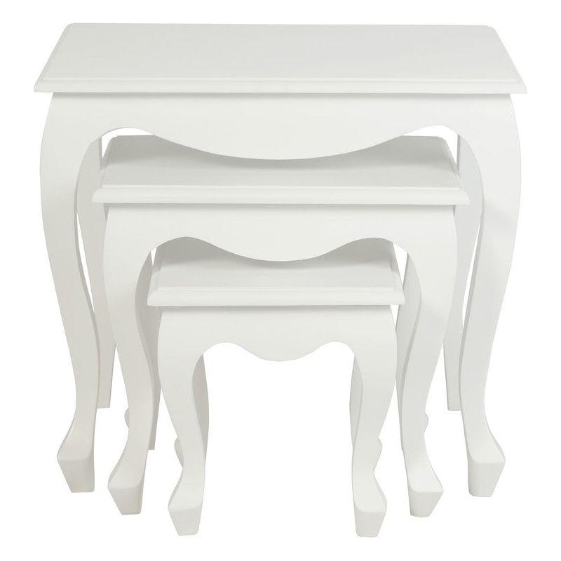 Queen Ann Nest of Table Set of 3 (White)