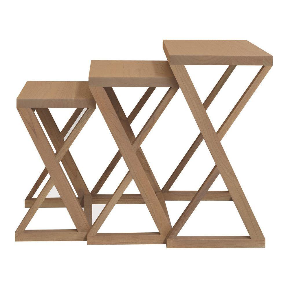 Manhattan Solid Mindi Timber Nest of Tables - Set of 3 (Natural)