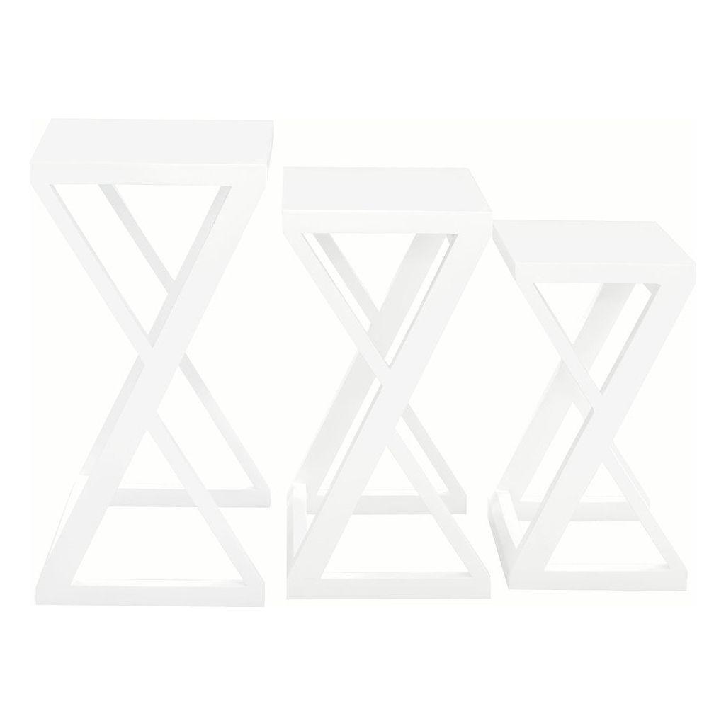 Manhattan Solid Mahogany Timber Nest of Tables - Set of 3 (White)