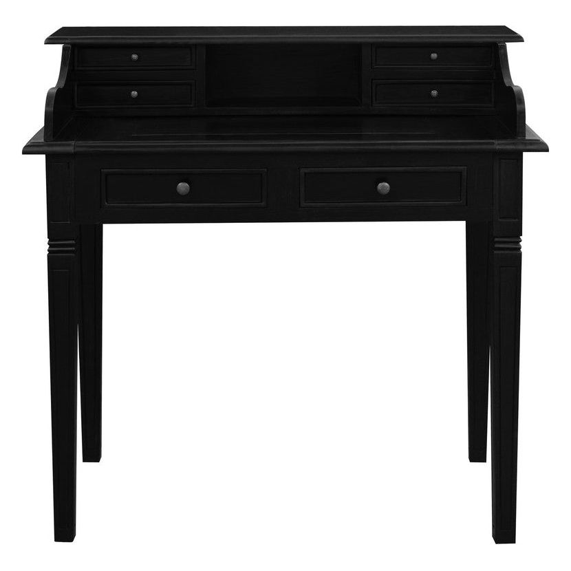 Winston 6 Drawer Solid Timber Writing Desk (Black)