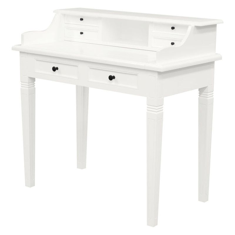 Winston 6 Drawer Solid Timber Writing Desk (White)