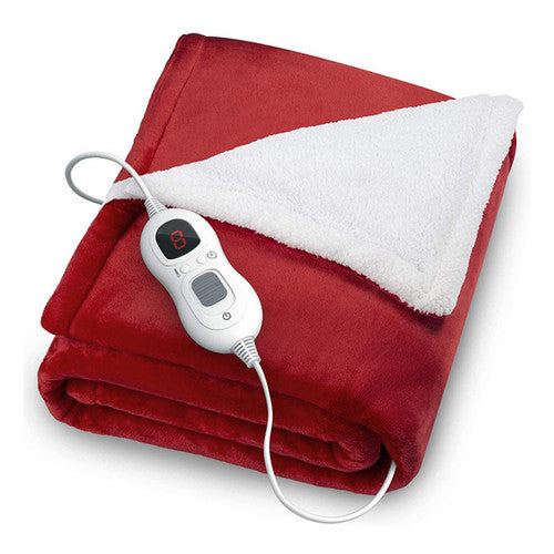 Double-side Flannel Heated Electric Throw Blanket Fast Heating Warm Washable red