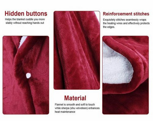 Double-side Flannel Heated Electric Throw Blanket Fast Heating Warm Washable red