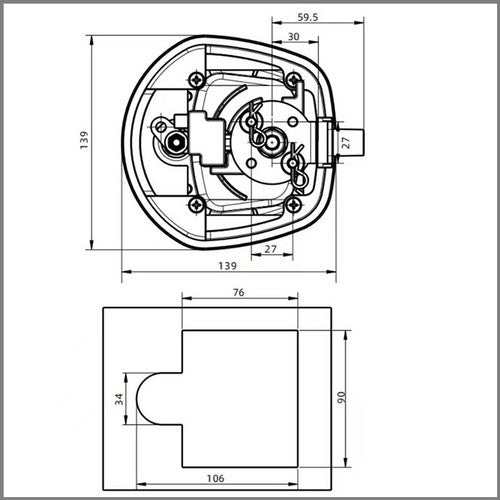 2PCS Black Central Locking T Handle Whale Tail Lock Folding Trailer Ute Canopy