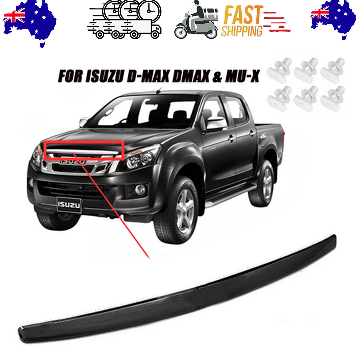 Black Car Chrome Front Bonnet Hood Trim Line For ISUZU D-Max Dmax &amp; MU-X